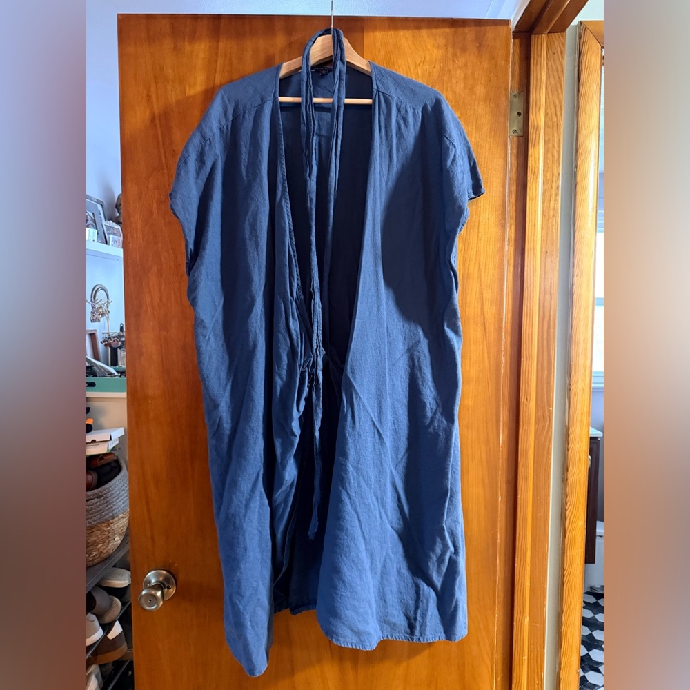 Universal Standard Blue Linen Wrap Dress